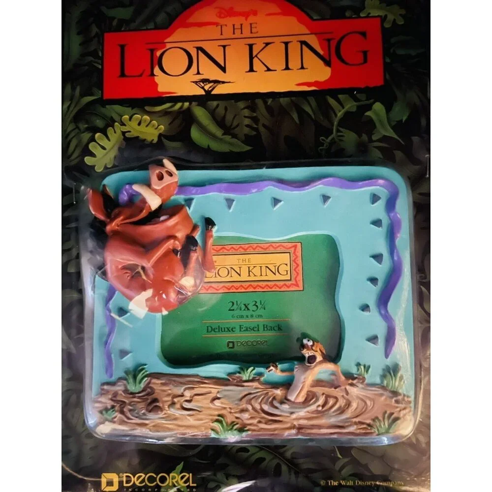 RARE The Lion King Pumbaa & Timon 3D Picture Frame 2.25x3.25” Photo Easel Back